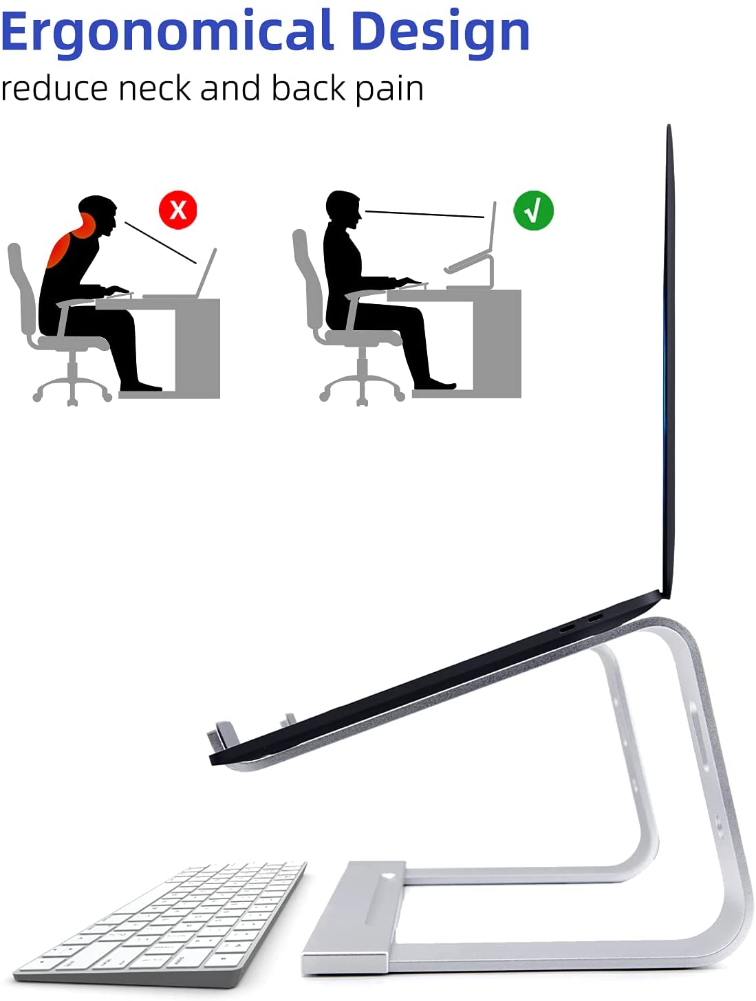 Stand for Laptop, Aluminium Stand Laptop Riser, Ergonomic Laptop Holder Compatible with MacBook Air Pro, Dell XPS, More 10-17 Inch Laptops Work from Home, Amazon Platform Banned